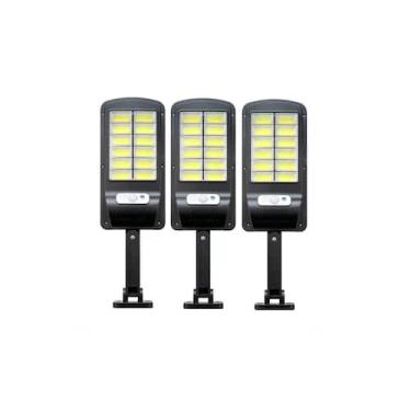 Imagem de Pacote de holofotes solares X3 100W poderoso para uso externo com kit 