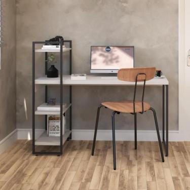 Imagem de Mesa c/Estante Alta 135X64X115cm C/03 Prateleiras - Metalig, Branco Ch