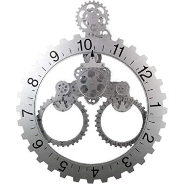 Imagem de Relógio de parede, relógios mecânicos grandes e modernos, relógio de parede com engrenagem móvel 3D, calendário de movimento de quartzo, para sala de estar, quarto, sala de jantar, decoração de