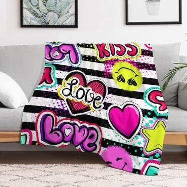 Imagem de Cobertor Love Manta Colorida Decoração Presentes para Mulheres Homens Super Macio Flanela Lã Confortável Bonito Cobertores para cama, Sofá, Camping e Viagens Cobertor Quente Fuzzy para Todas as