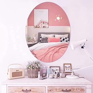 Imagem de Espelho oval de banheiro montado na parede, espelho de parede sem moldura, espelho de penteadeira moderno, bordas polidas, para sala de estar/quarto/banheiro/entrada espelho de decoração de parede 60