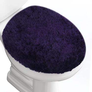 Imagem de Baahrnom Tampa de vaso sanitário de microfibra macia de luxo lavável na máquina capa de assento de vaso sanitário sólido 44,5 x 38,1 cm, suporte de borracha ajustável, serve para a maioria dos