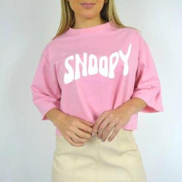 Imagem de Top Cropped Feminino Estampa Snoopy Diversas Cores Malha Algodão - loj