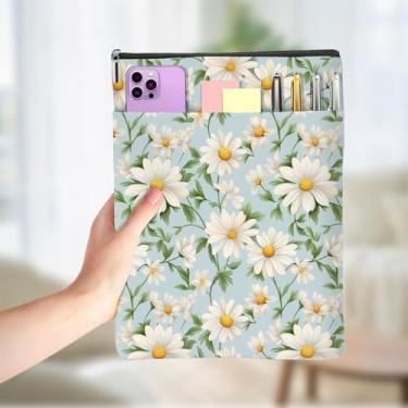 Imagem de Livros para amantes de livros, capa para livros, livros, enseada, protetor de presentes com zíper e bolso frontal para bibliotecários, acessórios para mulheres, amigas, margaridas, 05