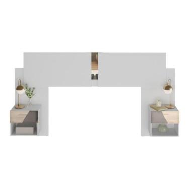 Imagem de Cabeceira Casal/queen Com Espelhos E 2 Mesas De Cabeceira 232cm Multim