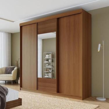 Imagem de Guarda Roupa Casal 3 Portas de Correr 1 Porta com Espelho Samambaia Ca