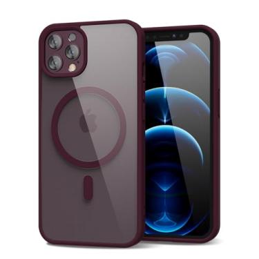 Imagem de oakxco Capa magnética transparente para iPhone 12 Pro Max compatível com Magsafe, capa protetora de TPU (poliuretano termoplástico), capa rígida e macia de silicone para mulheres, bordô marrom