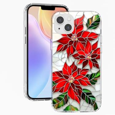 Imagem de CozyNestCY Capa magnética de guirlanda de azevinho de Natal para iPhone 15 Pro Max Coquette capa de telefone transparente estampada compatível com mag safe sem fio linda flor concha fina protege