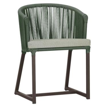 Imagem de Cadeira De Jantar Noronha Alumínio Marrom E3 Trama  Verde