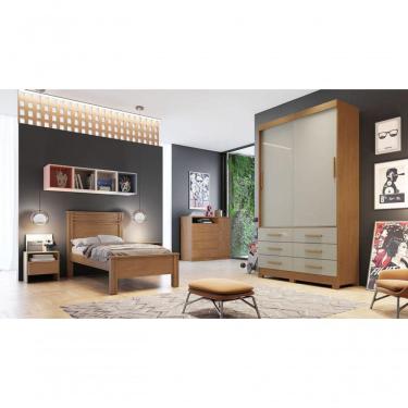 Imagem de Guarda Roupa Solteiro 2 Portas 6 Gavetas - Buriti-cumaru-fendi - Móveis Horizonte