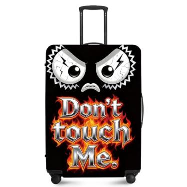 Imagem de ANNA QUEEN Capa protetora de mala de viagem antiarranhões, capa de bolsa extensível, lavável e durável de poliéster, Don't touch me - Preto e irritado, L(fits 28-30Inch suitcase)