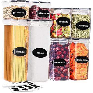 Imagem de Kit Potes Herméticos Premium com Tampa Vedante, 10 Peças Empilháveis, Plástico Livre de BPA, para Cozinha e Despensa, Organizador de Alimentos com Travas de Segurança