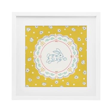 Imagem de Stupell Industries Impressão emoldurada cinza coelho primavera floral amarelo sob vidro, design por Angela Steahling, 40,6 x 40,6 cm