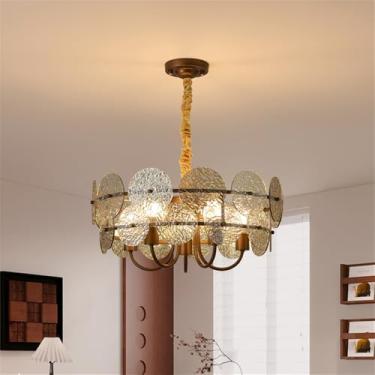 Imagem de Luminária pendente contemporânea para restaurante, estilo francês retrô, para sala de estar, quarto, escritório, villa, quartos de hotel, balcão de bar, café, casa de chá, corredor (D 50 cm)