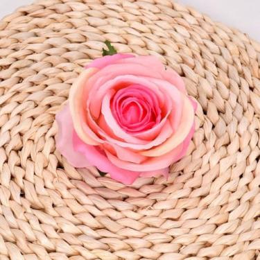 Imagem de 8 peças de flores artificiais – flores rosa champanhe rosa com folhas, arranjos florais falsos para casa, banheiro, escritório, mesa, mesa central, prateleira, decorações de casamento