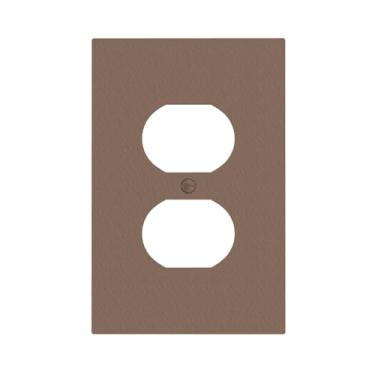 Imagem de JDAKHD Placa de tomada Mocha 1 Gang Duplex para interruptor de luz, placas decorativas de parede para tomadas elétricas, marrom quente, neutro para sala de estar, escritório