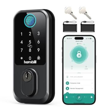 Imagem de Fechadura inteligente WiFi de entrada sem chave, fechadura inteligente de impressão digital com controle de aplicativo, funciona com Alexa, fechadura de porta com teclado com tela sensível ao toque