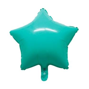 Imagem de BALAO MACARON ESTRELA C/CANUDO VERDE AGUA 18"