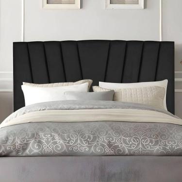 Imagem de Cabeceira Cama Box King 195 Cm Vivian Em Suede Com Frame Preto