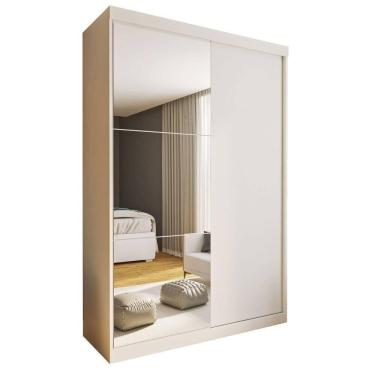 Imagem de Guarda Roupa 2 Portas De Correr Com Espelho 2 Gavetas Cléo Minastex Branco