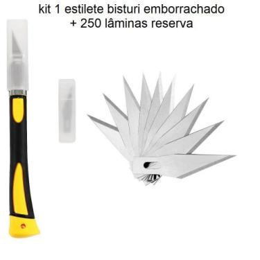 Imagem de Kit Estilete Emborrachado de Precisão + 250 Lâminas Reserva - Alpha We