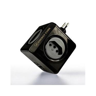 Imagem de Carregador Adaptador Bivolt Energy Cube - Preto - Entrada USB-A + Tipo C + 4 Tomadas - Gshield