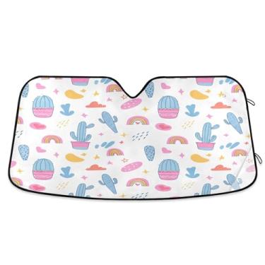 Imagem de SEHANY Pára-brisa de carro cacto planta verde para-sol dobrável janela frontal protetor de viseira solar para carro, SUV, caminhão - Mantenha o veículo fresco, 139 x 70 centímetros