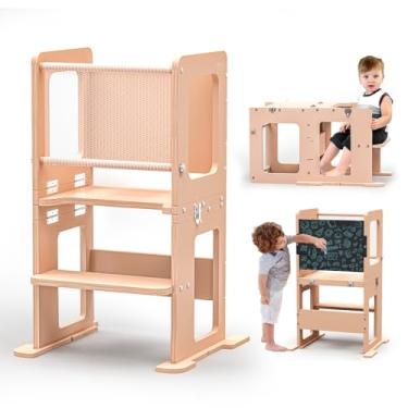 Imagem de Cadeira de degrau para crianças de 1 a 3 anos – incentiva as habilidades de escalada e de pé, design destacável e dobrável.