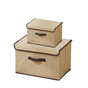 Imagem de KIT 2/3 Caixas Mutiuso Organizadora Colors Dobravel para armarios, guarda roupas(P + G, BEGE (2 UNIDS))