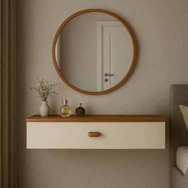 Imagem de Penteadeira Com Gaveta 60CM Console Camarim(OFF/NATURE)