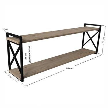 Imagem de Prateleira Industrial Suspensa 20x60, Organizadora Livros Decorações em Salas, Cozinhas, Lavanderia(Prateleira 20x80cm)