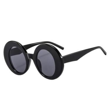 Imagem de Óculos de Sol Femininos Ovais Oversized Retrô Degradê Punk Masculino (Preto e Cinza)