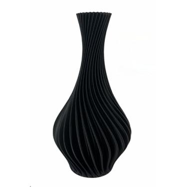 Imagem de Kit 3 Vasos Decorativos Em Espiral Moderno Sala Cozinha Decoração Ambiente Plástico Resistente enfeite para rack de sala jarros decorativos para sala(Preto,1Unidade 18cm)