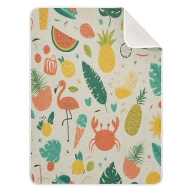 Imagem de Qilmy Cobertor de bebê com estampa de verão 76 x 101 cm, cobertor infantil de algodão macio para meninos e meninas, cobertor leve e quente para bebês e bebês recém-nascidos