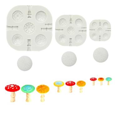 Imagem de 3 moldes de silicone de argila de polímero de cogumelo, 5 formas, molde de cogumelo para bricolage, argila, resina, vela, artesanato, brincos, joias