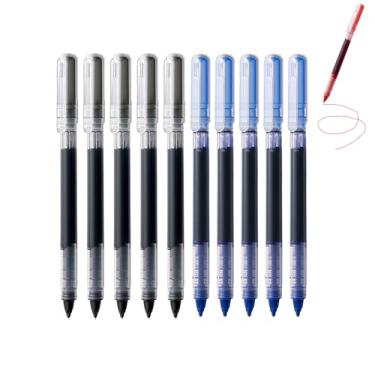 Imagem de GZBABY Canetas esferográficas rolantes, 10 peças, caneta esferográfica de ponta fina, caneta de gel para escrever anotações, diário, 0,5 mm (preta, azul)