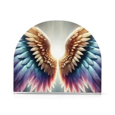 Imagem de Porta-guardanapos brancos coloridos com asas de anjo para mesa, 1 pacote com porta-guardanapos de jantar, suporte de acrílico