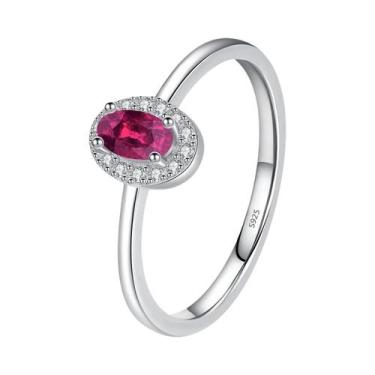 Imagem de Anel Oval De Zircônia Arco-Íris Em Prata Esterlina 925 Para Mulheres, 