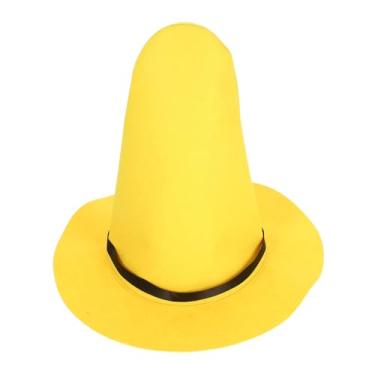 Imagem de Garneck Chapéu de bruxa de feltro amarelo dobrável para Halloween, acessório leve e confortável para festas, bailes de máscaras e celebrações de festivais