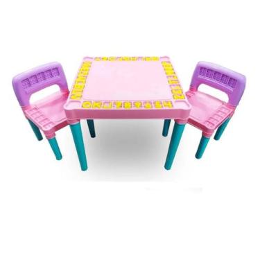 Imagem de Mesa com Cadeira Didatica com Numeros e Alfabeto para Menina - Tritec