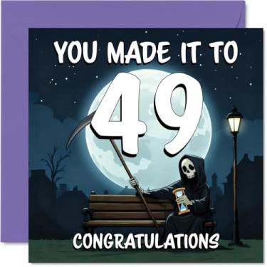 Imagem de Stuff4 Cartões de aniversário de 49 anos para mulheres e homens - You Made It To - Cartão de feliz aniversário para mulher de 49 anos homem irmã esposa primo pai, cartões comemorativos de aniversário