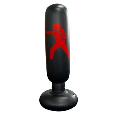 Imagem de F Fityle Saco de pancada de fitness, saco de pancada pesado inflável saco de torre de boxe independente para crianças brincadeiras fitness adultos de-stress boxe saco alvo - preto