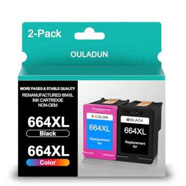 Imagem de OULADUN Cartuchos de tinta de substituição 664XL para HP 664 664 XL Work for DeskJet Ink Advantage 2135 1115 3635 3775 3638 4535 4536 4676 4678 (1 preto, 1 cor)