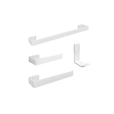 Imagem de kit acessórios para banheiro lavabo preto 6 peças - Branco