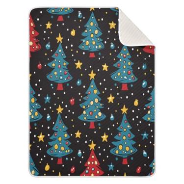 Imagem de Blueangle Cobertores de bebê com desenho animado de árvores de Natal para berço soneca, 76 x 101 cm, cobertores aconchegantes e macios unissex para meninos, meninas, crianças, bebês (830)