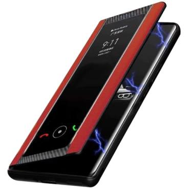 Imagem de LTLMYDAM Capa de negócios para OnePlus 15, capa de couro flip view função de suporte fecho magnético, vermelho, 15