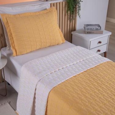 Imagem de Cobre Leito Cristal Solteiro Com Viés 2 Pçs Percal 200 Fios Amarelo