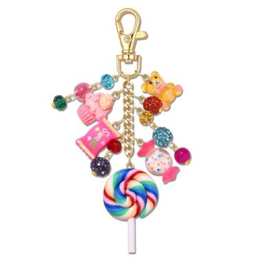 Imagem de PHALIN Amuletos de bolsa de doces para mulheres, pirulito doce, kawaii, ursinho de goma, chaveiros, berloques, fantasia, acessórios, presentes para Natal, Halloween, Large, Metal