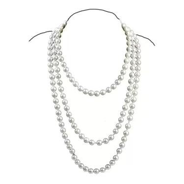 Imagem de YINSMALLQI Colares longos de pérolas para mulheres, creme branco, falso, pérola, colar em camadas, bijuteria