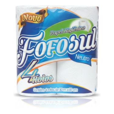 Imagem de Fofosul Papel Higiênico Folha Simples, Branco Neutro, 30 Metros por Rolo, 4 Rolos, Macio e Resistente